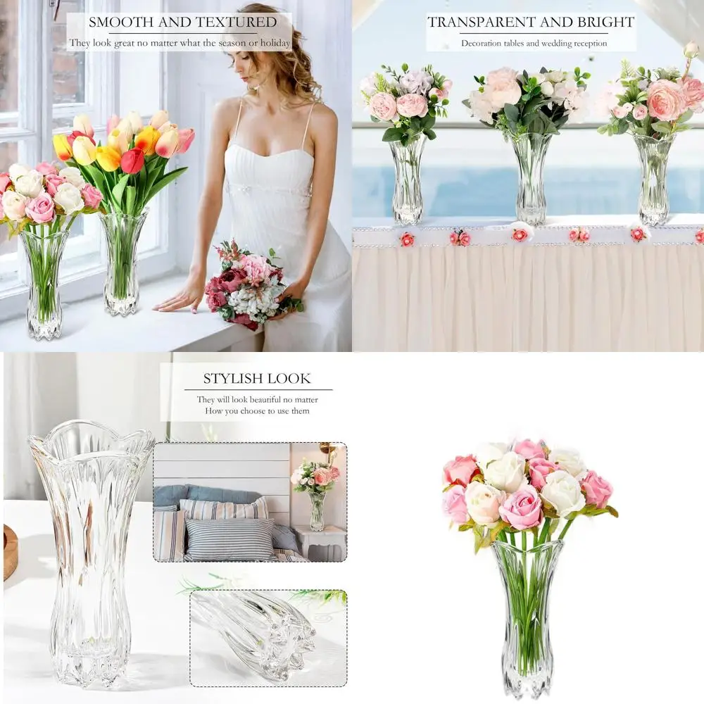 

Набор из 12 прозрачных стеклянных ваз в форме хвоста феникса, 7,75 x 3,77 дюйма, утолщенные декоративные высокие вазы для дома, свадьбы или украшения стола