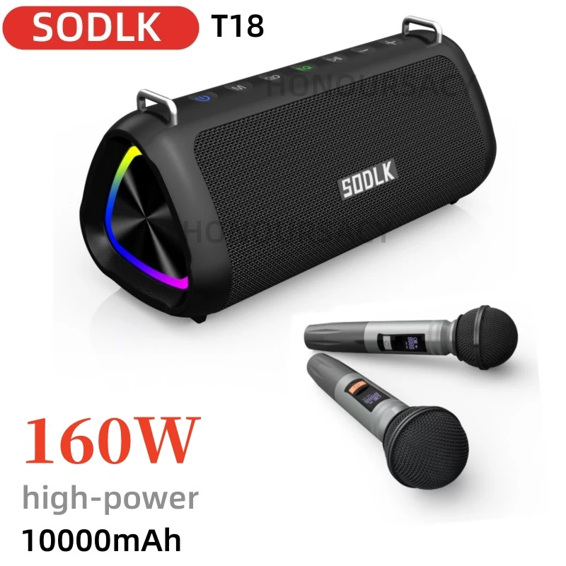 

SODLK T18 160W High-Power Bluetooth Speaker Outdoor Wireless Subwoofer Soundbar TES Party Karaoke MegaBass With Mic Caixa De Som