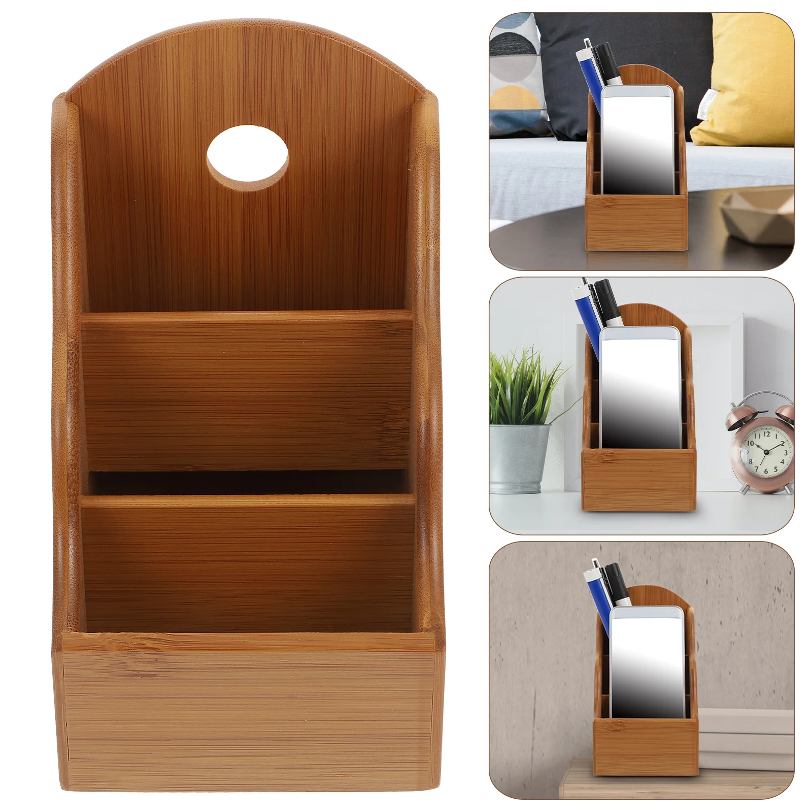 

1 шт. бамбуковый органайзер для хранения с несколькими отделениями, деревянный цветной настольный ящик для хранения для офиса, дома, держатель контроллера