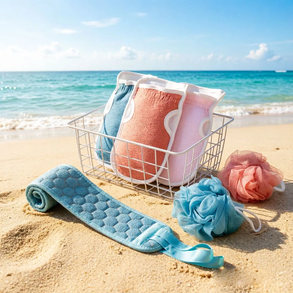 3pcs Bath Scrubber Bathing Artifact Thicken Rubbing Mud To Remove Dirt Bath Ball Combination Long Strip Back Towel