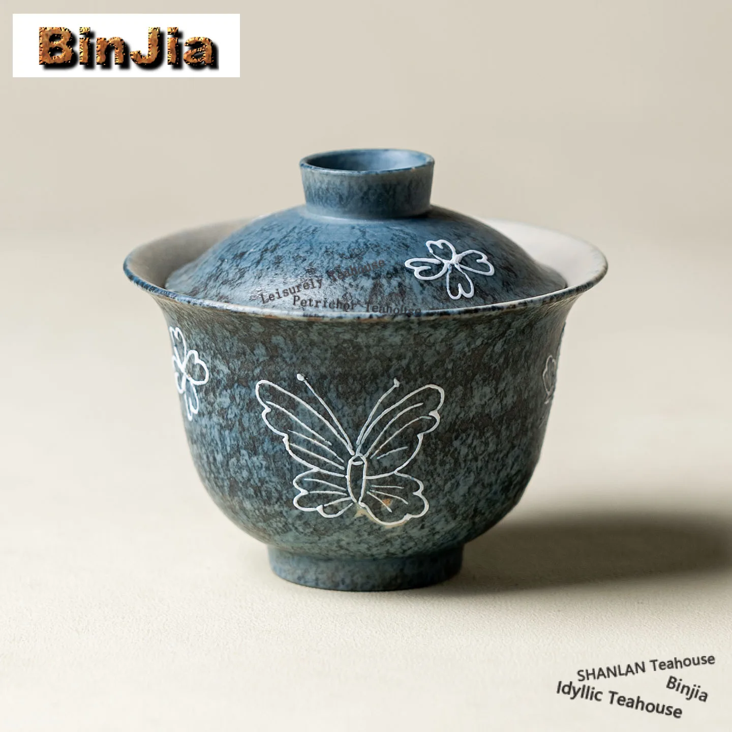 

120ml Hand-painted Butterfly Gaiwan Handmade Tea Tureen Tea Bowl With Lid Kit Tea Maker Cover Bowl Kung Fu Tea Set Decoration