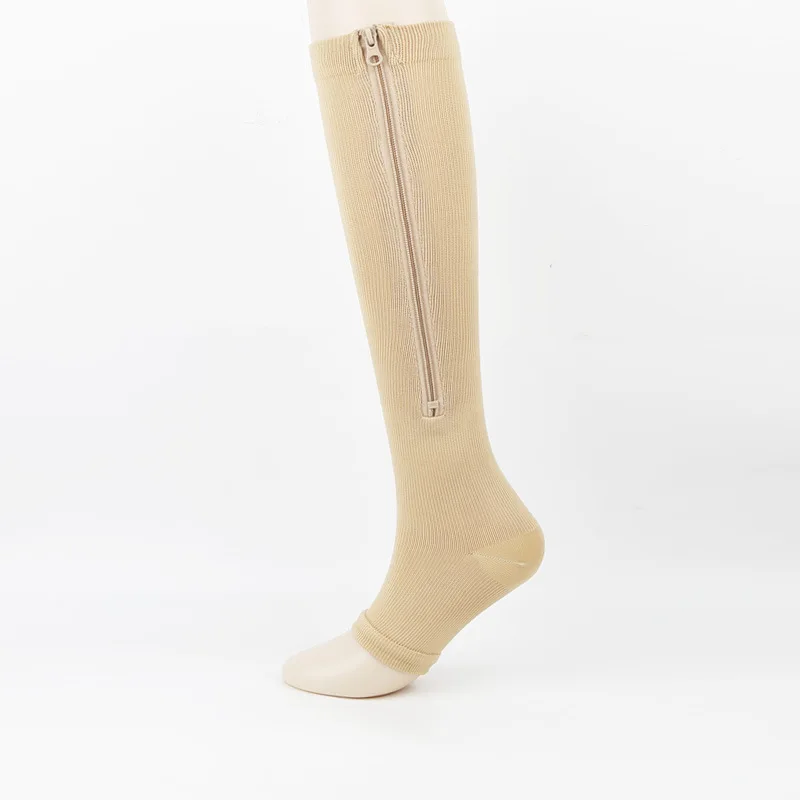 Running Sports Compression Socks Solid Color Simple Pressure Socks Zipper Calf Elastic Socks For Outdoor Fitness Cycling view 5