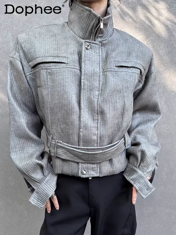 

Men's Trend Long Sleeve Motorcycle Jackets 2026 Spring New Fashion Handsome Chic Tooling Coats Male Zipper Loose Comfort Jackets