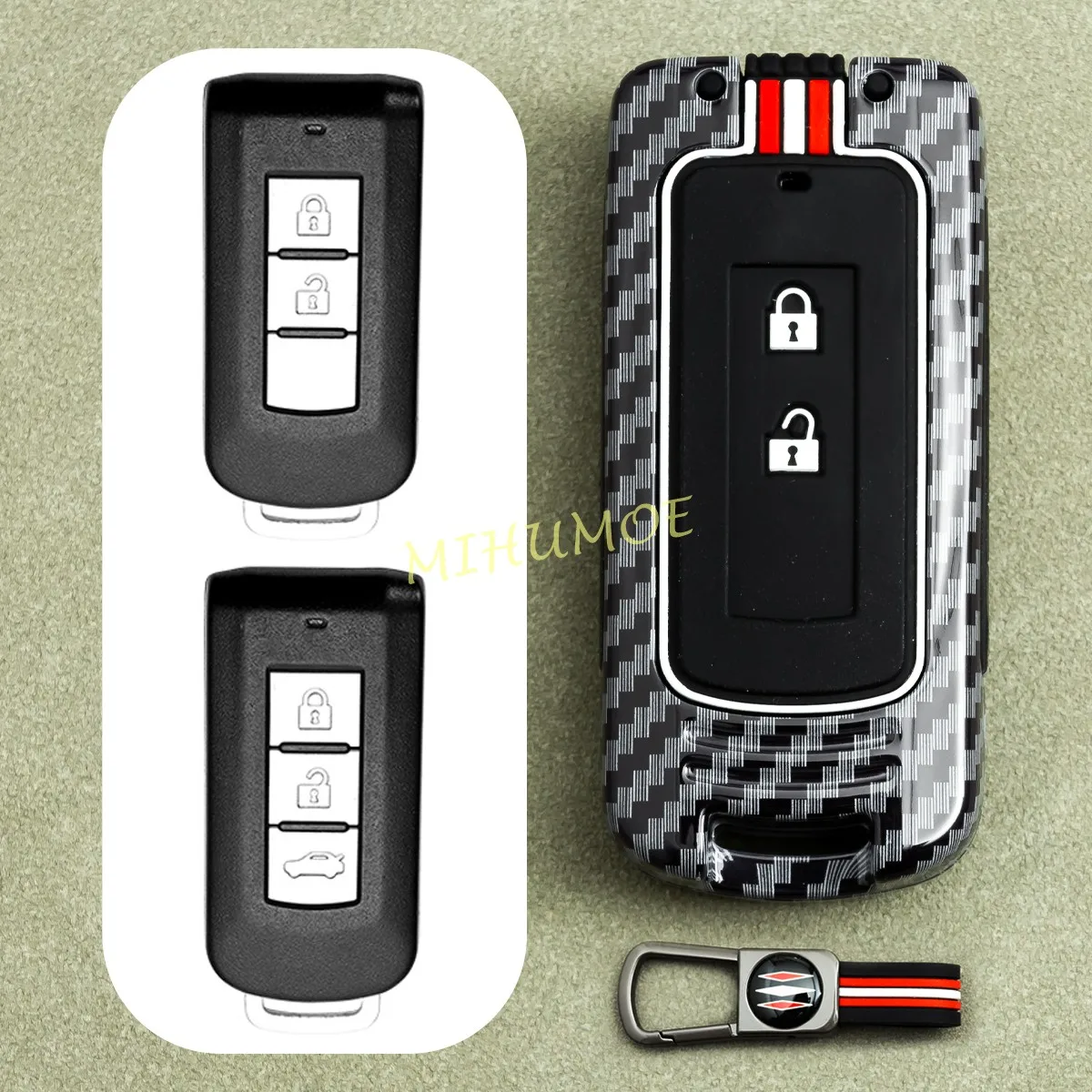 

Remote Car Metal Key Case Cover Shell Keychain For Mitsubishi Eclipse Cross Outlander Pajero Montero Sport ASX Lancer RVR Mirage