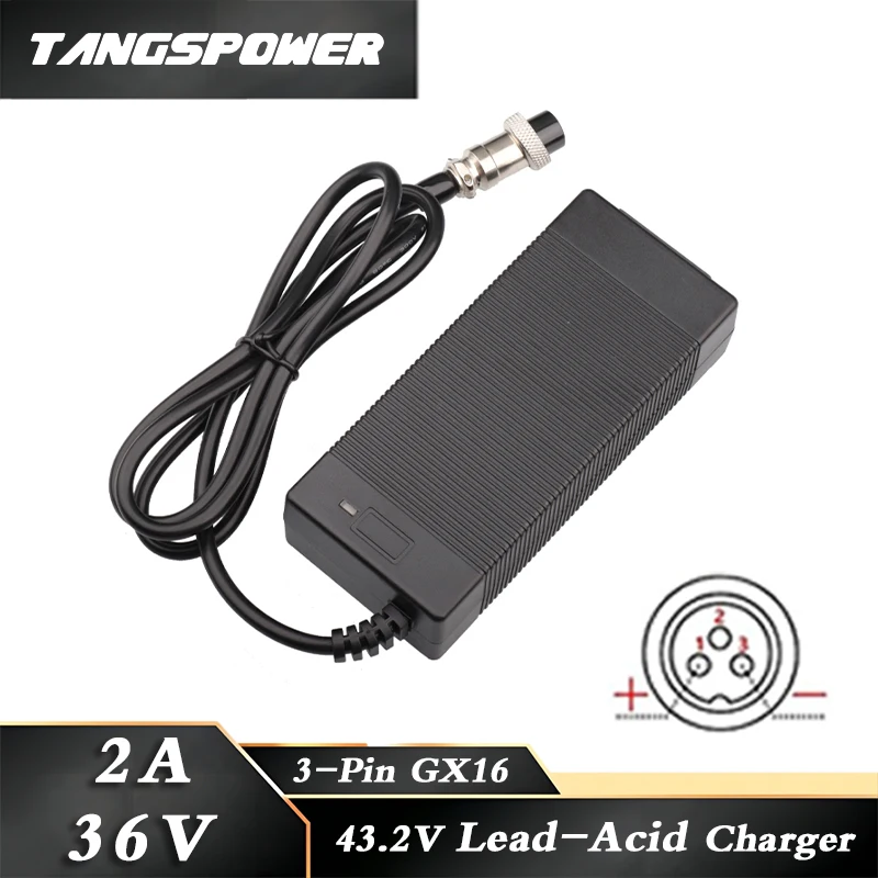 

36V 2A Lead Acid Battery Charger 43.2V Lead-Acid Battery Pack Fast Charging 3Pin-GX16 Connector High quality Power Tool Charger