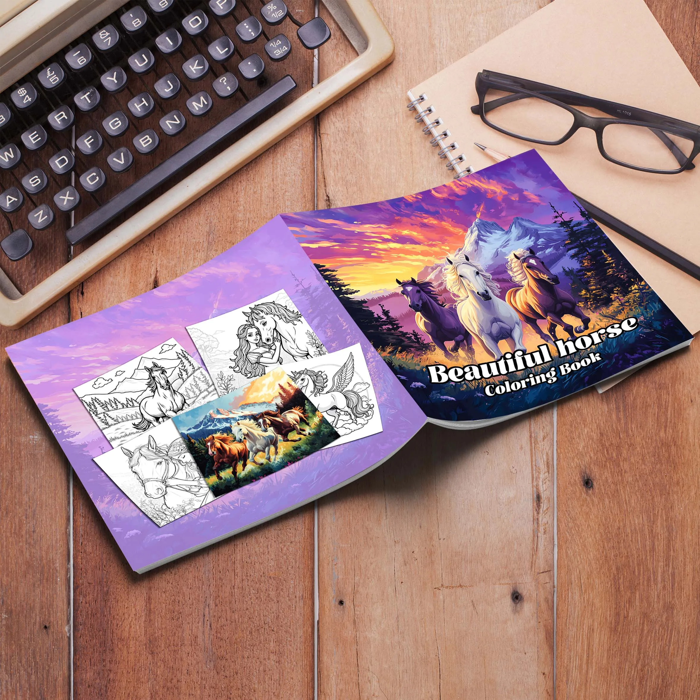 Beautiful Horse Coloring Ideas Theme Colouring Book 24 Pages Hand Painted Coloring Books Soothing Stress For Adult Picture Book