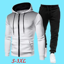 Fashion Gradient Men Tracksuits Autumn and Winter Casual Zipper Hoodies and Pants Suit Personality Jacket Sport Suit Men Clothes