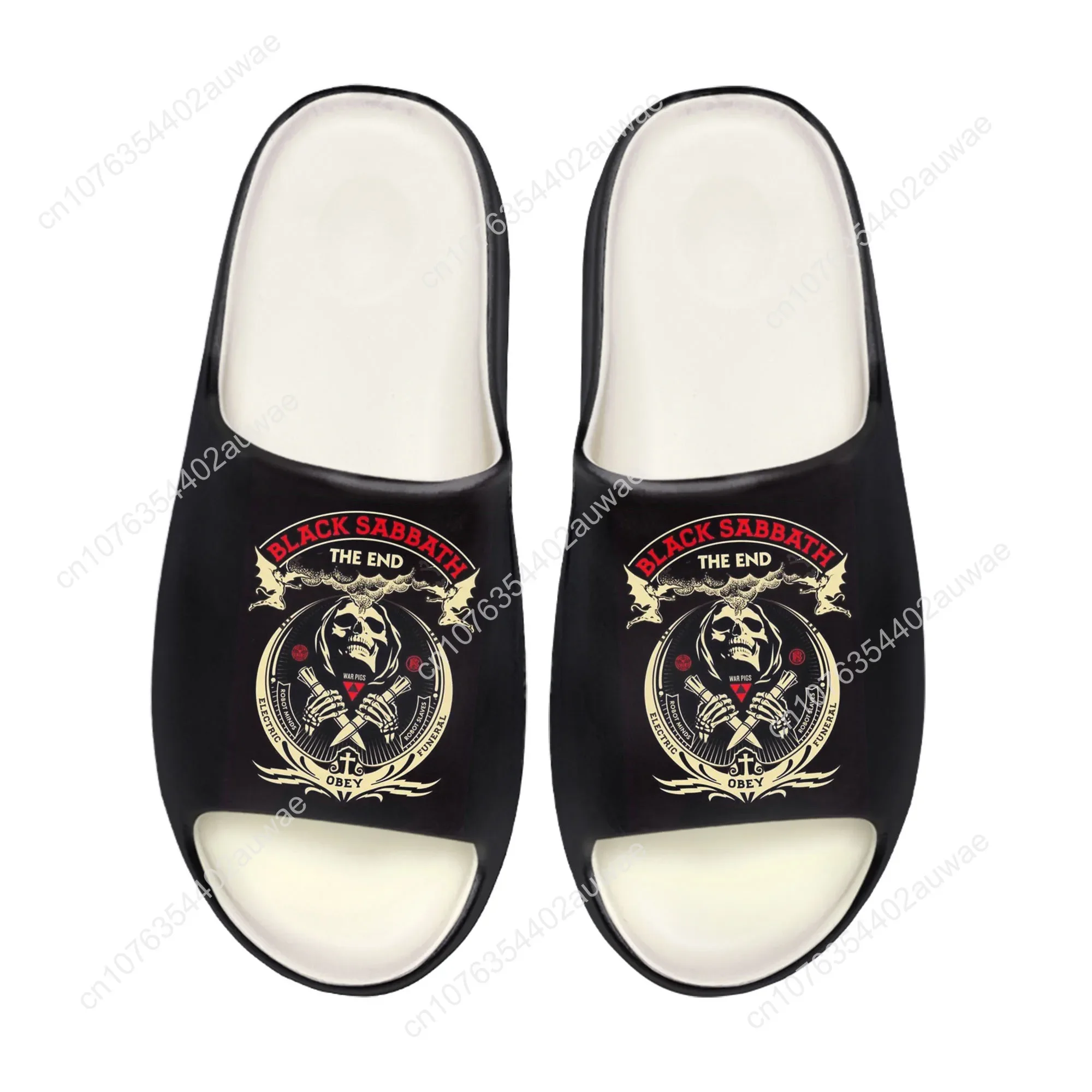 Schwarz Heavy Metal Band Sabbath weiche Sohle Slipers Home Clogs Schritt auf Wassers chuhe Herren Damen Teenager anpassen auf Shit Sandalen