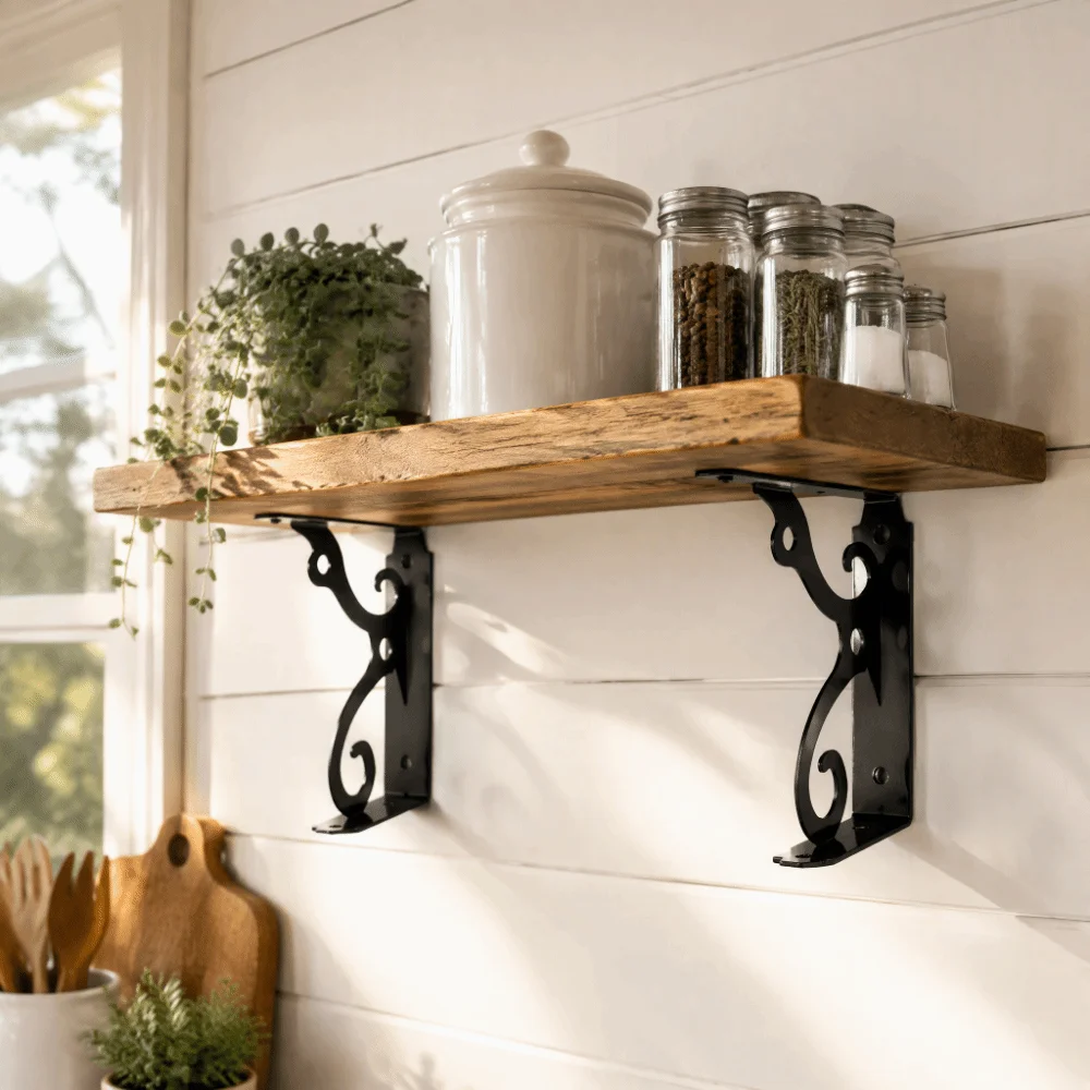 4pcs Durable Cast Iron Shelf Brackets L Shape Heavy Duty Shelf Support Wall Mount Shelf Support Garage
