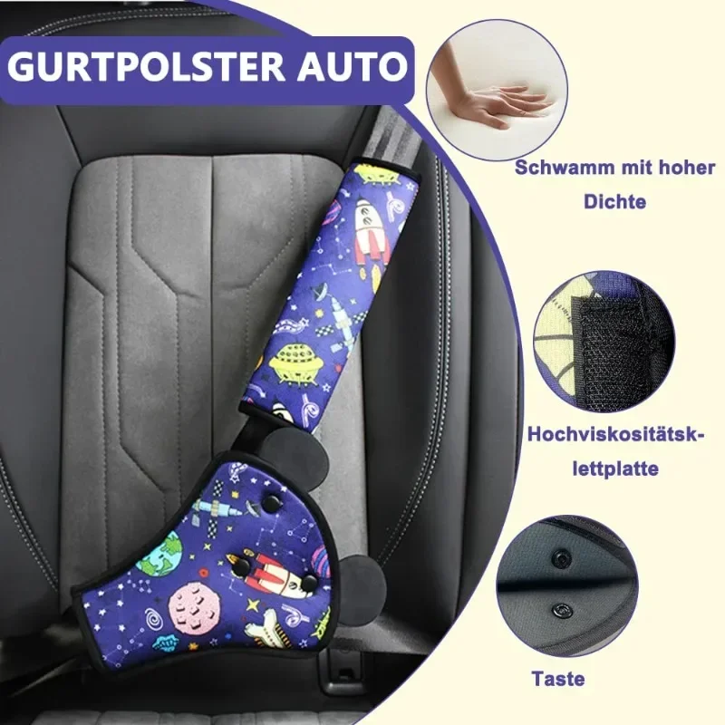 Neues 1-teiliges Set aus Kindersitzgurt-Polstern, verstellbare, abnehmbare Polster für Autositze, Hüftgurt-Polster für Kleinkinder, Mädchen und Jungen. – Detail 3