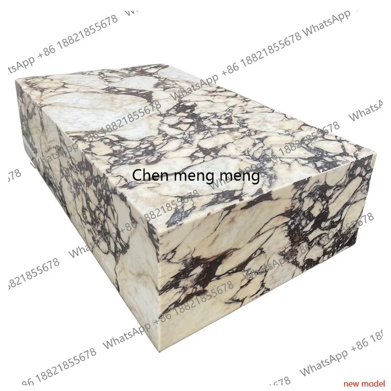 

Luxury Living Room Side Table Customized Calacatta Viola Marble Low-Plinth Marble Coffee Table F132