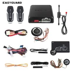 EASYGUARD passive keyless entry pke car security alarm remote engine start push start button touch NFC entry shock sensor