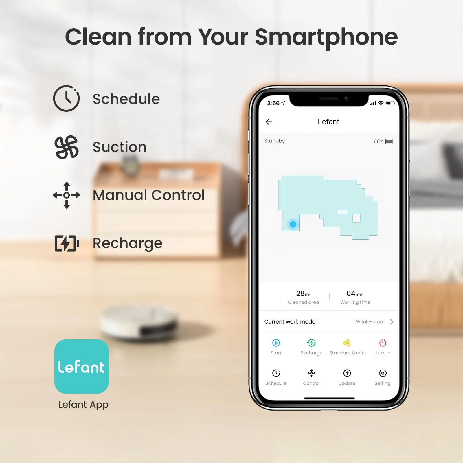เครื่องดูดฝุ่นหุ่นยนต์ Lefant M210 Pro, การดูด 2200Pa, รันไทม์ 120 นาที, แอพชาร์จตัวเอง/เสียง/WiFi/การควบคุม Alexa, เหมาะสําหรับผม, พรม