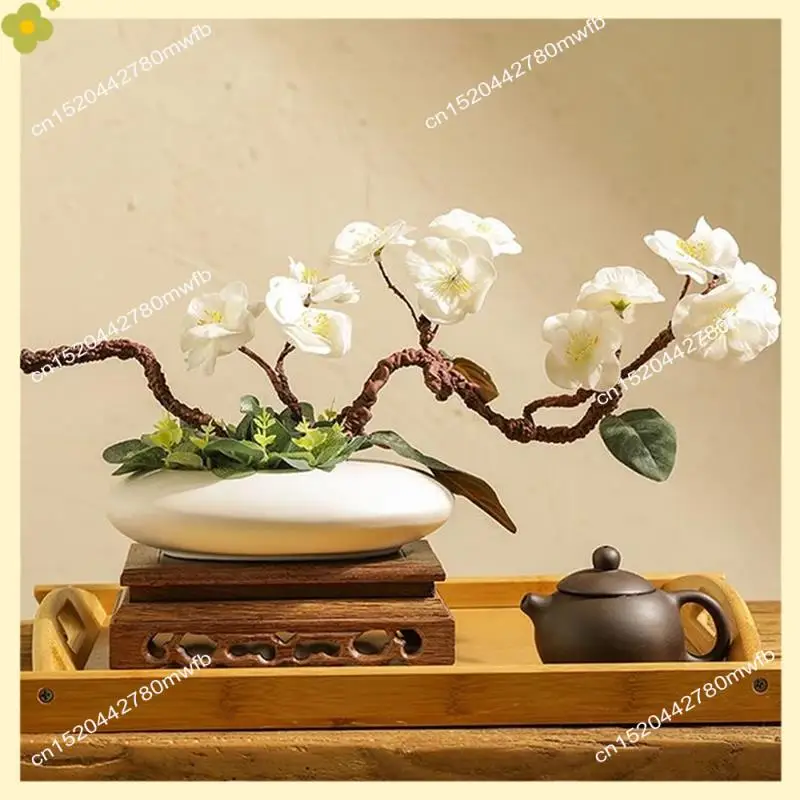 LDHL Sentimental  Vase Set,Pebble Shaped Flower Arrangement Bowl With 2Inch Flower Frog Pin Frog Stem Holder