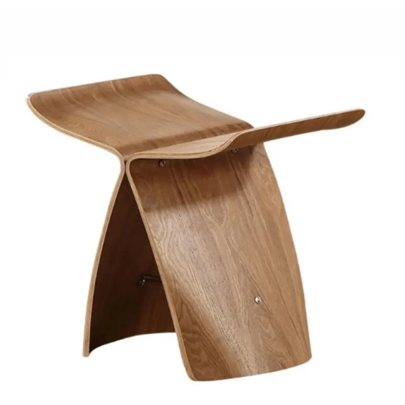 Creative Wood Butterfly Stool Solid Wood Foot Home Adult European Curved Wooden Bench Living Room Walnut Shoe