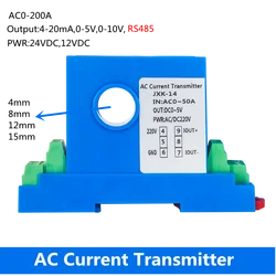 Hall Current Sensor AC 5A 10A 20A 50A 200A Transmitter 4-20mA 0-10V RS485 Output Ampere Transducer Current Transformer