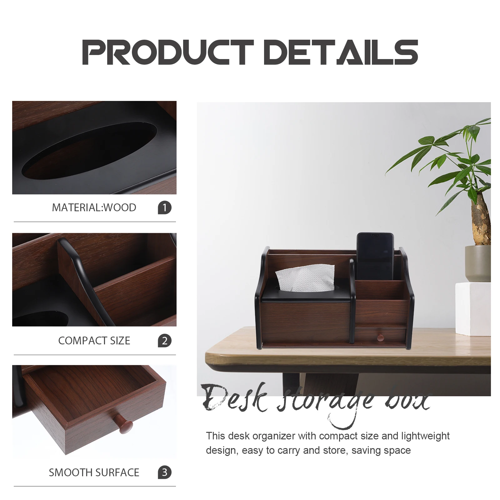 

Sturdy Desktop Organizer Multi-Grid Storage Box Compact Pencil Holder For Home Office Lightweight Pen Case Space-Saving