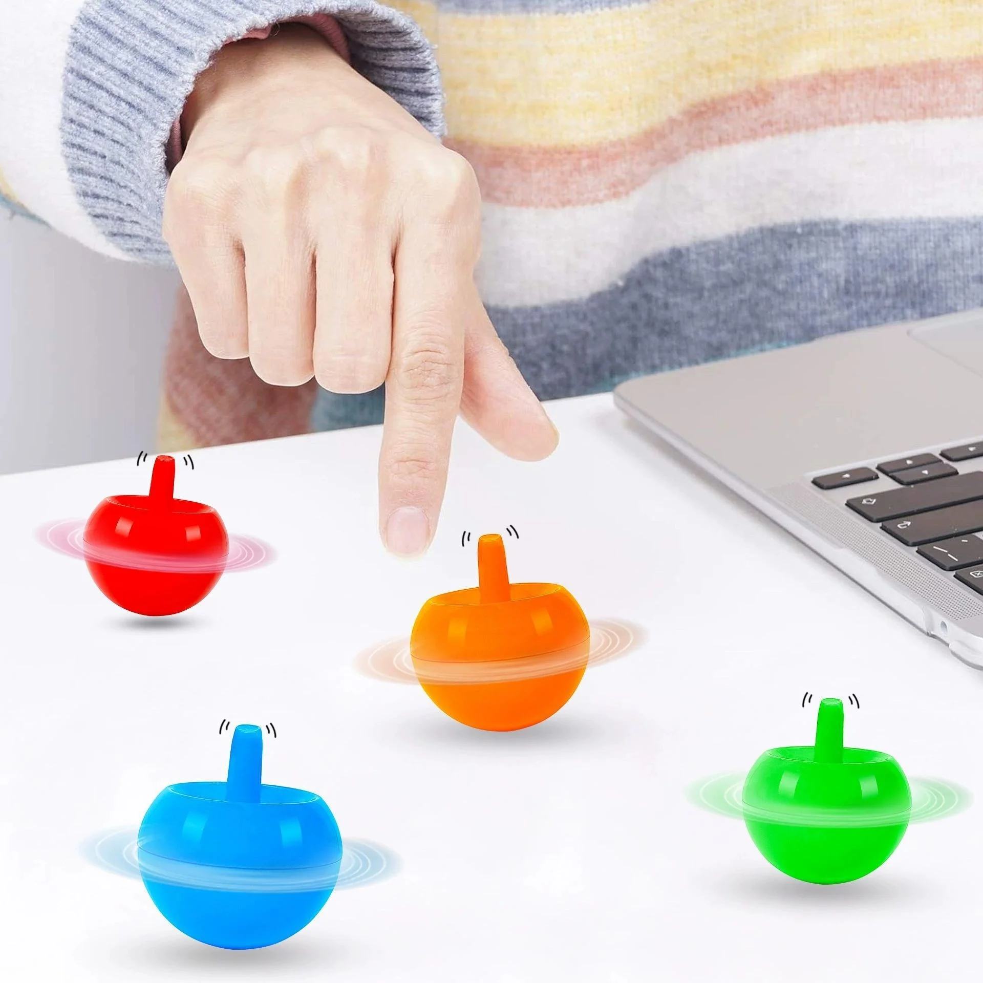 10PCS Small Plastic Spinning Flip Gyroscope Desk Top Fidgets Toy ADHD Anxiety Stress Reliever Stocking Kids Party Favors Gifts