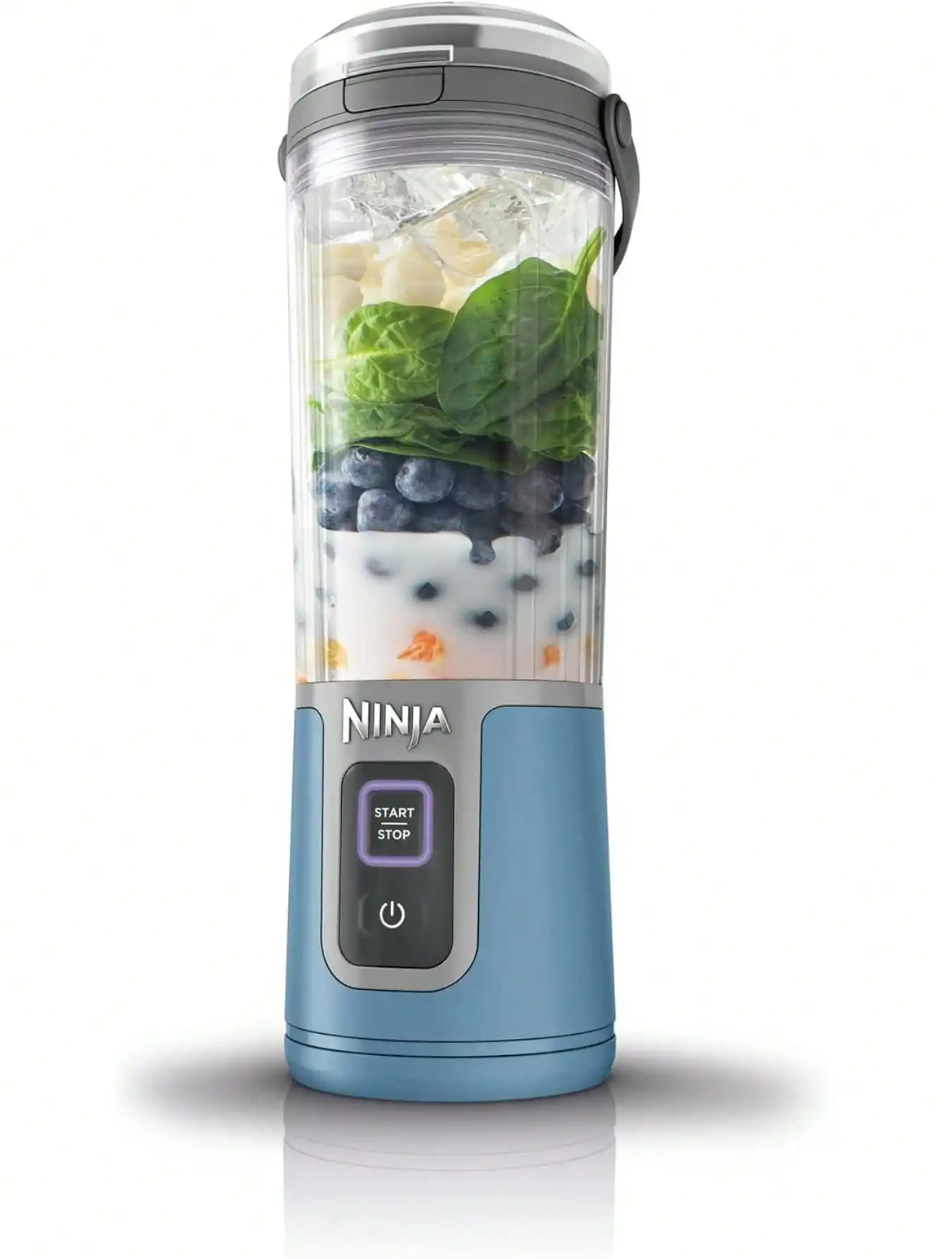 Certified Refurbished Ninja BC100NV Blast 16 Oz. Personal Portable Blender With Leak Proof Lid And Easy Sip Spout, Perfect For Smoothies, Cordless, USB-C Rechargeable (Blue)