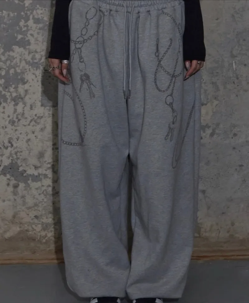 

High Street Harajuku Striped Print Oversized Sweatpants Men Y2K Hip-hop Retro Casual Trendy Vintage Loose Wide-leg Pants Women