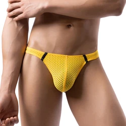 Men Sexy Briefs T-back Solid G-String Hight Cut Bikini Thong Thin Mesh Lingerie Seamless Underwear Casual Swim Underpants