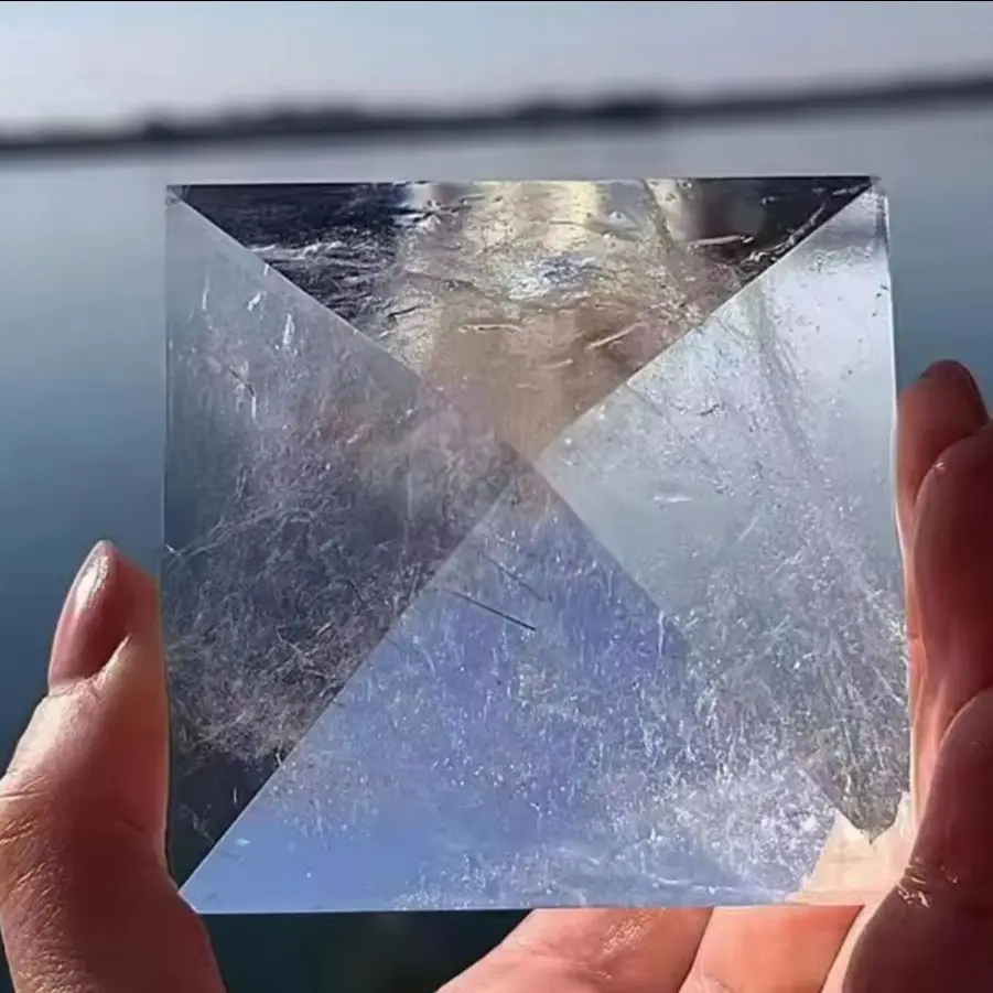 Natural Transparent Crystal Pyramid, Transparent White Quartz Ore, Pyramid, Mineral, Reiki, Healing Tower