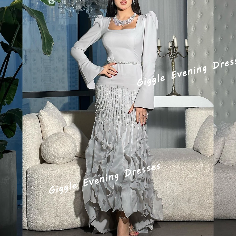 Giggle Crepe Beading Mermaid Elegance Nobility Prom Gown Saudi Arab Floor-Length Fashion Evening Party Dresses for Women 2024