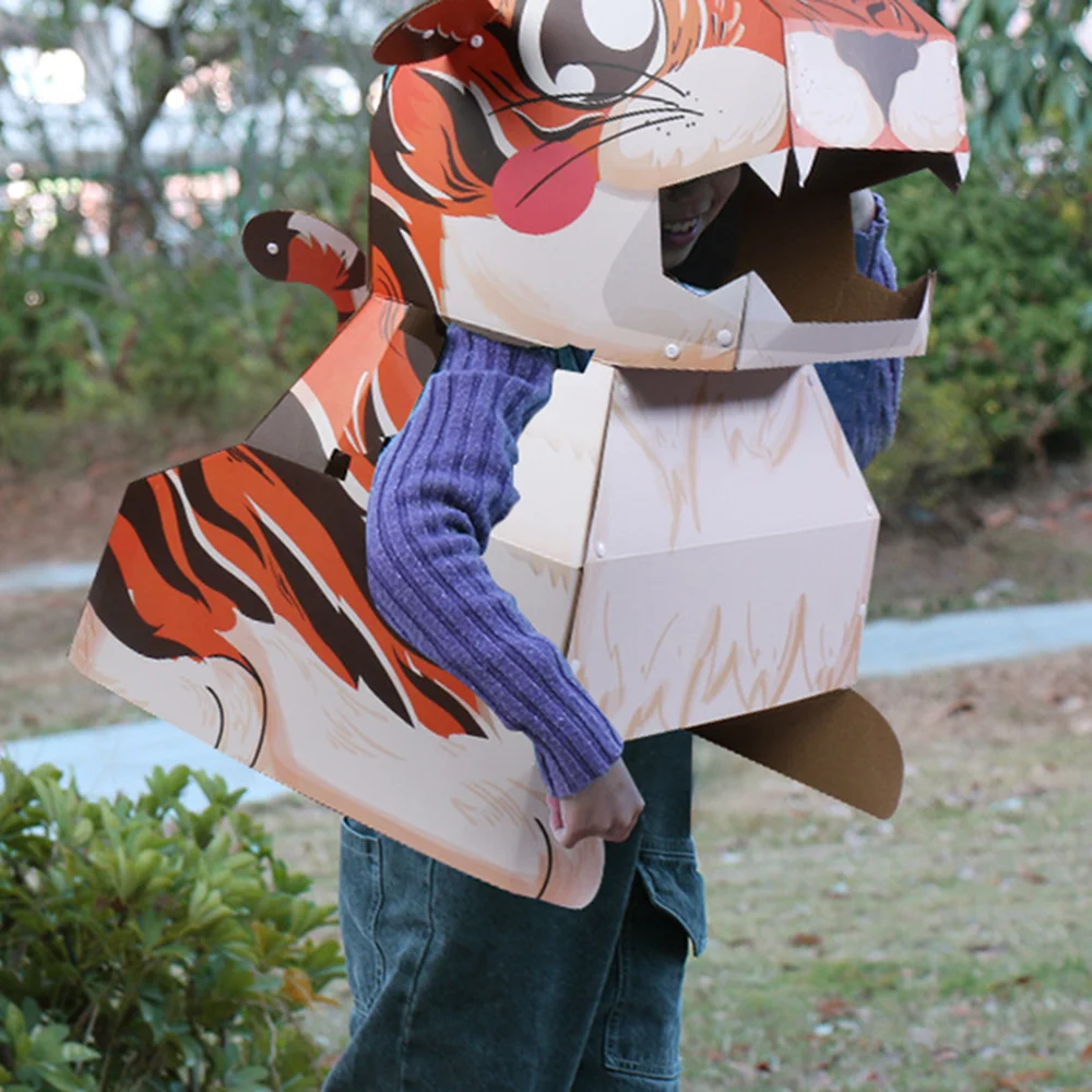 DIY 조립식 웨어러블 퍼즐 동물 만화 수제 골판지 세트