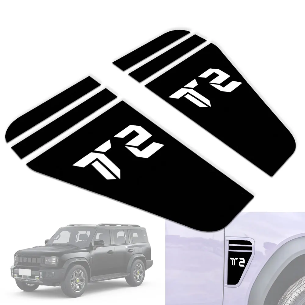 

2 Pcs Door Side Fender Wing Sticker Black Vinyl Decal For Jetour T2 2023 2024 2025 Traveller Off Road 4x4 Accessorie