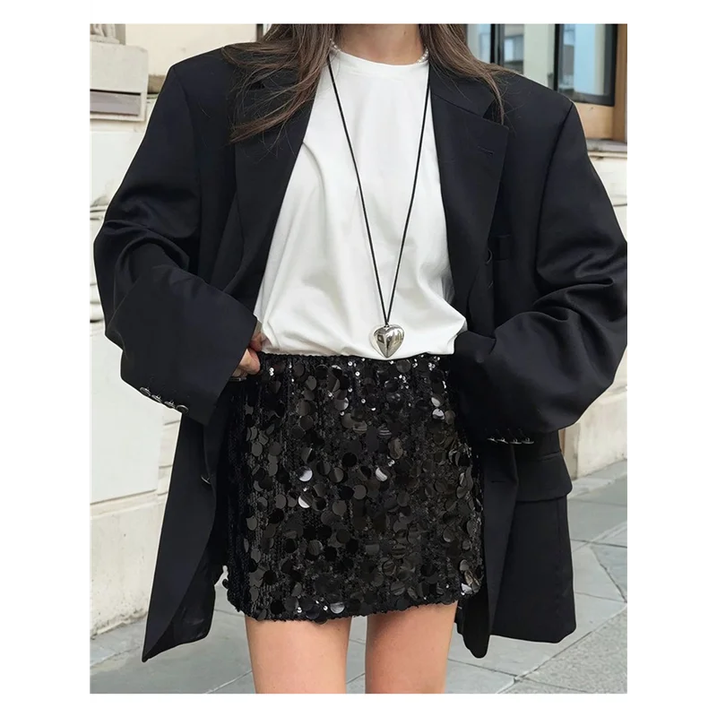 NEU-Mini-Paillettenrock für Damen, dehnbar, Bleistift, figurbetont, für Ausgehen, Party, Club, glitzernde Röcke