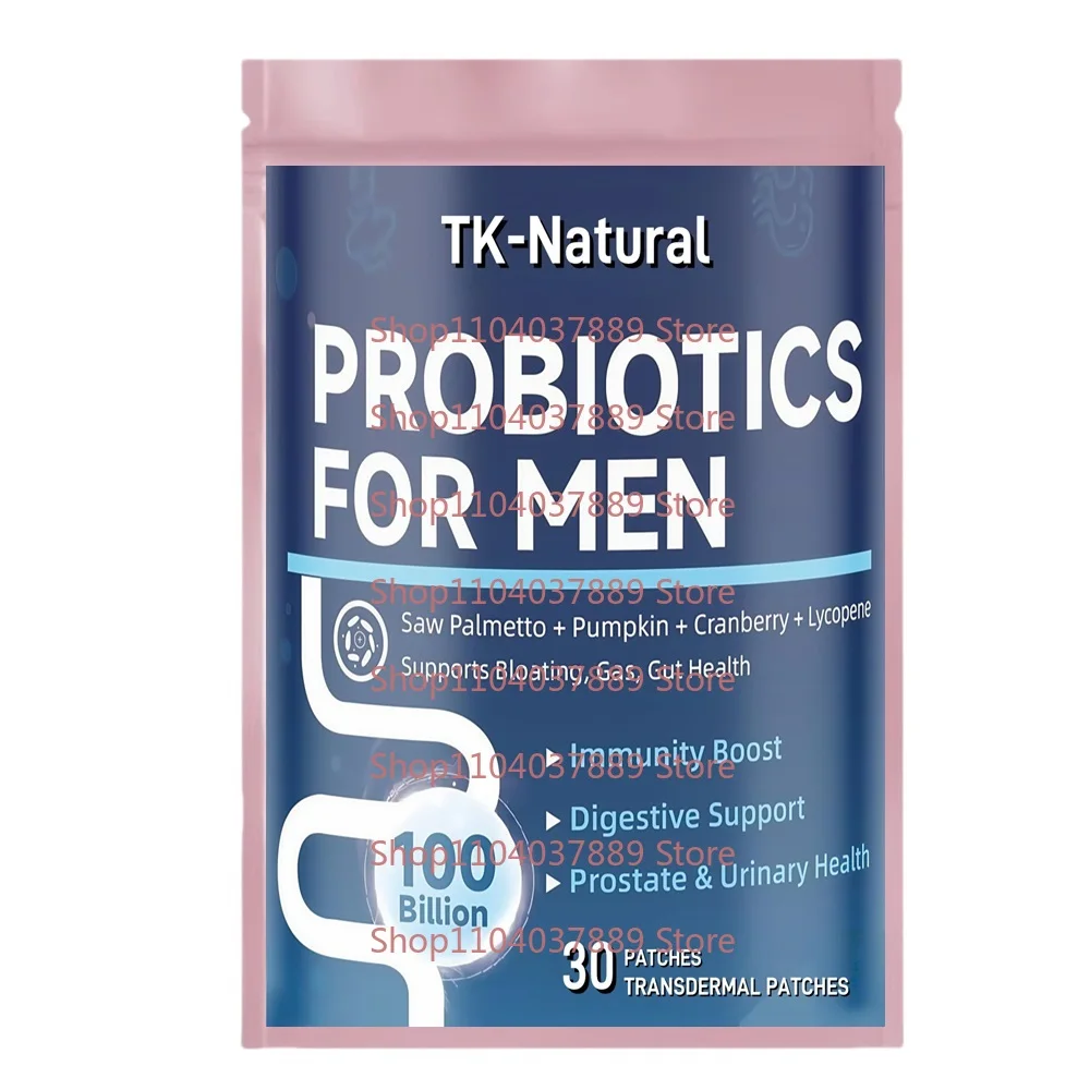 

30 Patches Probiotics Transdermal Patches for Men with Prebiotics, Saw Palmetto Berry for Digestive & Immune Health