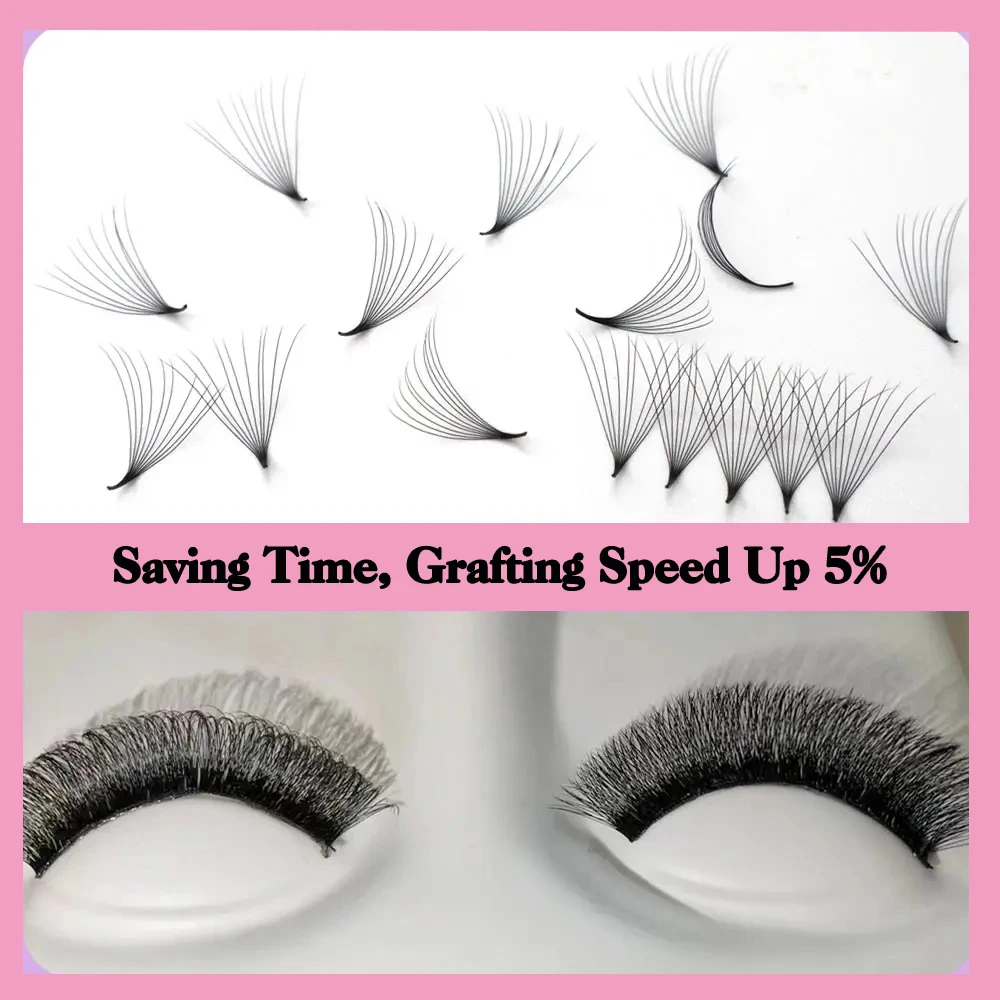 1200/800 Fans PBT Hybrid Premade Russian Volume Fan Sharp Pointy Stem Premade Lashes Extension Thin Root XL Tray Lash