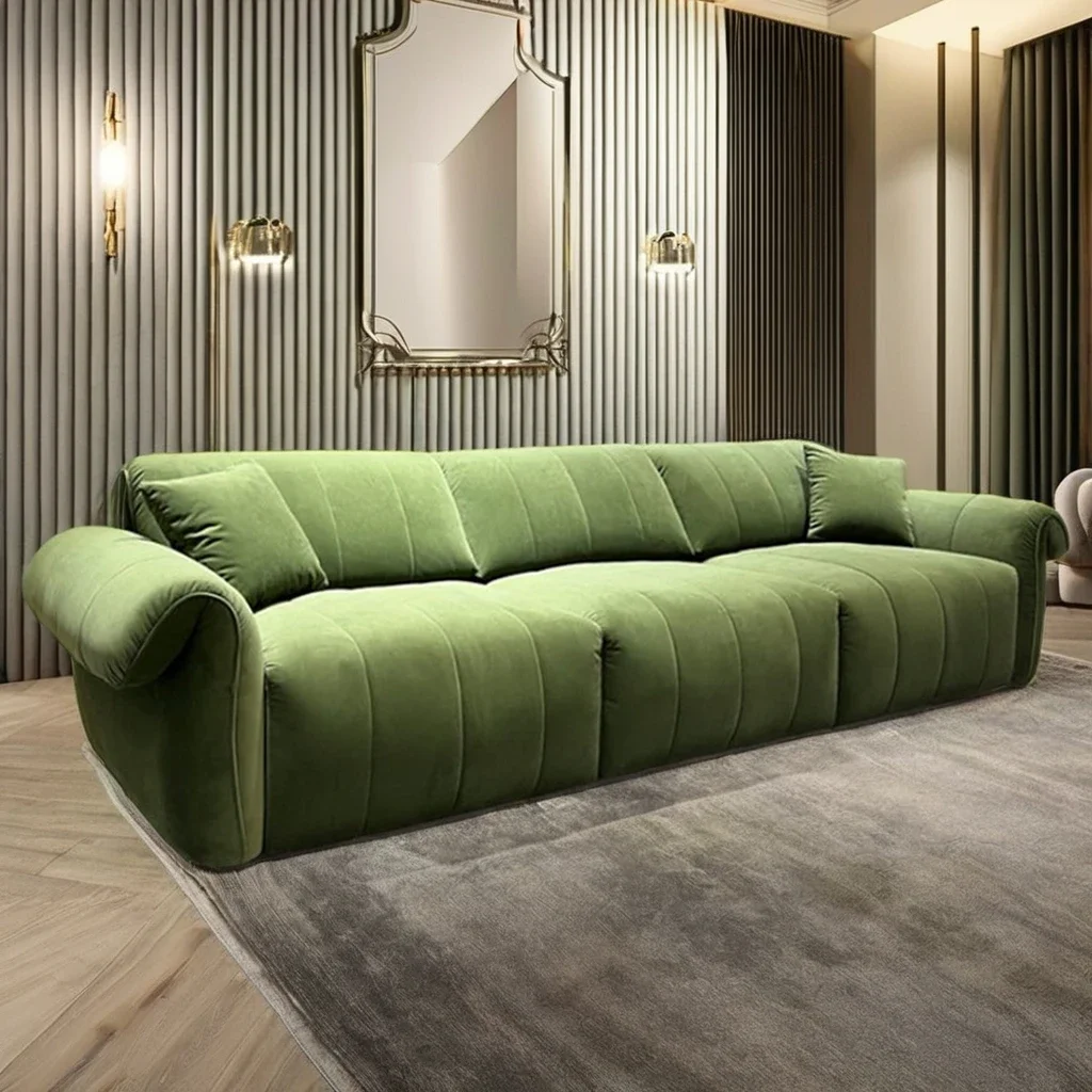 

-Small Apartments Multifunctional Double Folding Sofa Bed Dark Green Velvet Fabric Set Sitting Lying Octopus Electric Sofa Villa