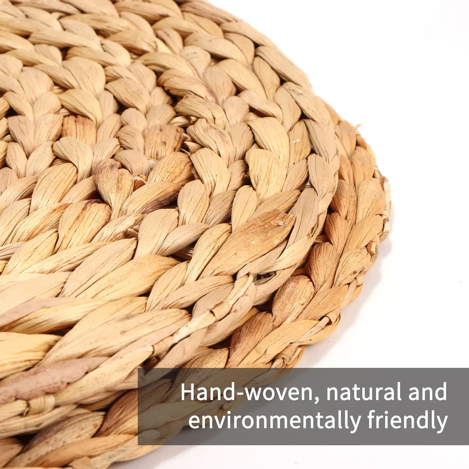 Cattail Straw Round Woven Placemats Rattan Table Mats Natural Straw Mat Braided Weave Placemats Handmade Table Insulation Mat