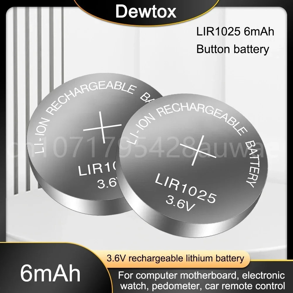 1-5PCS Mercury Free LIR1025 3.6V Rechargeable Button Battery Electronic Watch Batteries Replacement CR1025 Cell