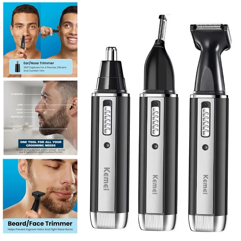 Original Kemei Rechargeable Nose Trimmer Beard Trimer Eyebrow Nose Hair Trimmer For Nose And Ear Cleaner Hair Removal Machine