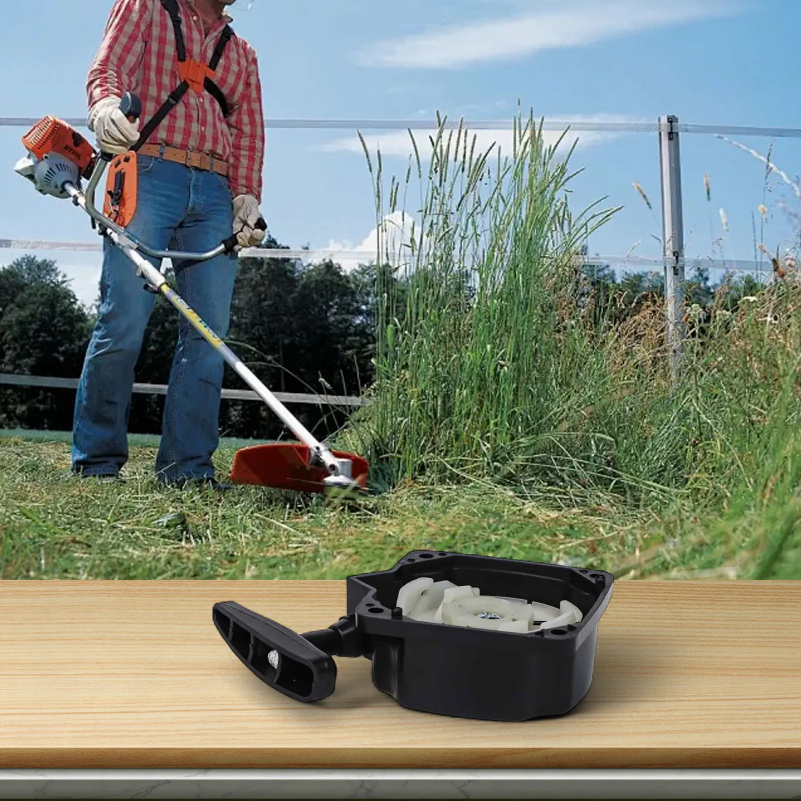 Easily Replaceable Recoil Pull Start Mechanism for Lawnmower Models such as the Reliable For CG430 and 520 Types