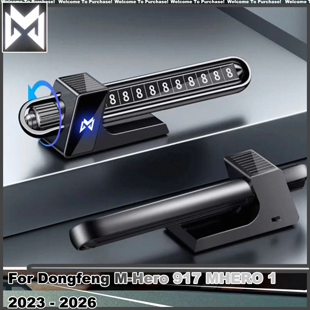 Fit for Dongfeng M-Hero 917 MHERO 1 2023 - 2026 Rotary Knob ABS Solar LED Hidden Temporary Car Number Sign Auto Interior