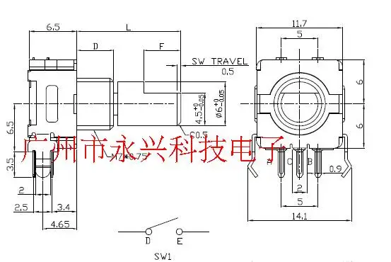 2PCS EC11/Audio/Digital Encoder Rotary Encoder 20 Position Handle Length 15MM Horizontal Side Adjustable Belt Switch