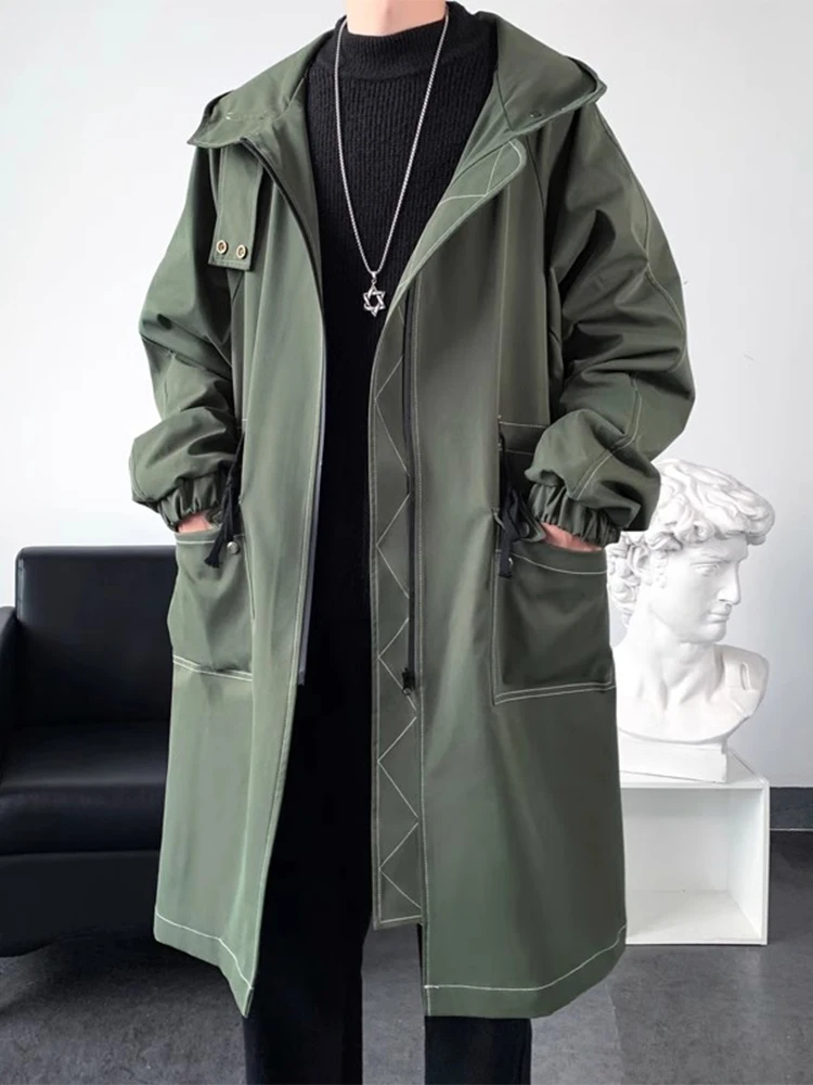 

Casual Men's Long Coat Spring Autumn Hong Kong Sle Windbreaker Ins Trendy Loose plus Size Autumn Clothes Coat ZYXX0827085