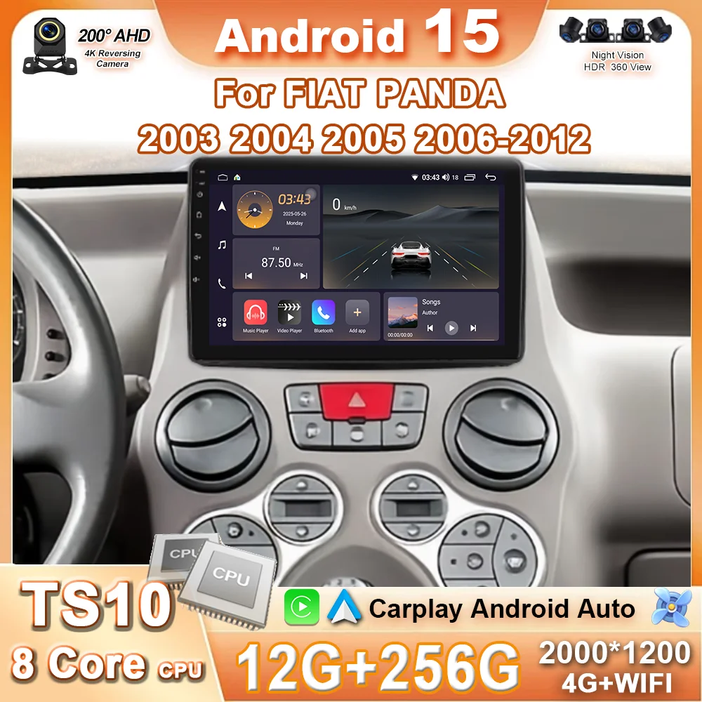 

Car Radio Carplay For FIAT PANDA 2003 2004 2005 2006-2012 Navigation GPS Android Auto Multimedia Player Stereo No 2din 5G WiFi