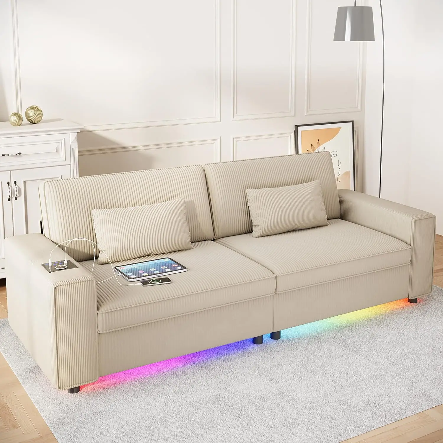 Corduroy Loveseat Sofa for Living Room 89.5