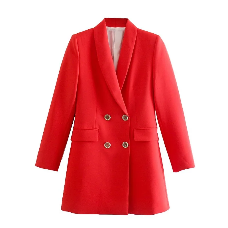 

Women's Long Double-Breasted Suit Jacket Street Trendsetter European American Style Exclusive Autumn