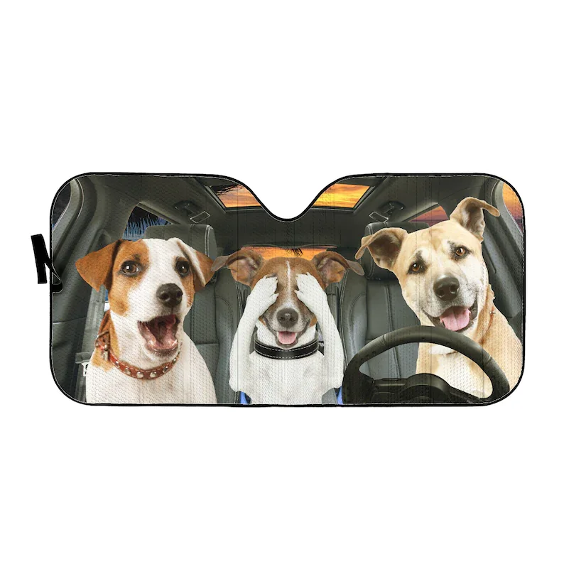 Car Windshield Sun Shade | Sun Shield for Front Window Blocks UV Rays | Lovely Dogs | Foldable Automotive Accessories for Sun Pr