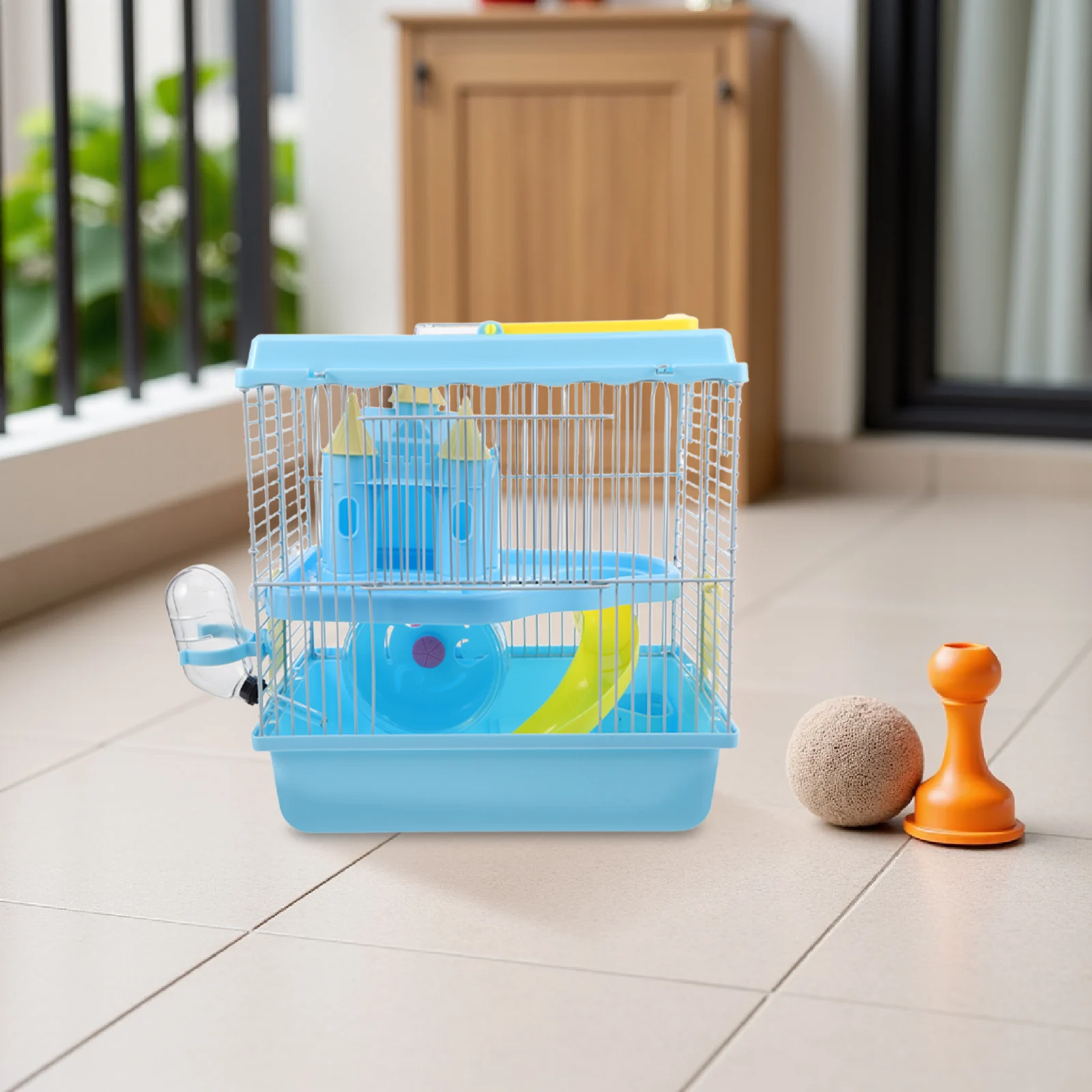 

Luxury Hamster Castle Cage With Slide Running Wheel Water Bottle Portable Small Pet For Guinea Pigs Mice Gerbil Cage With