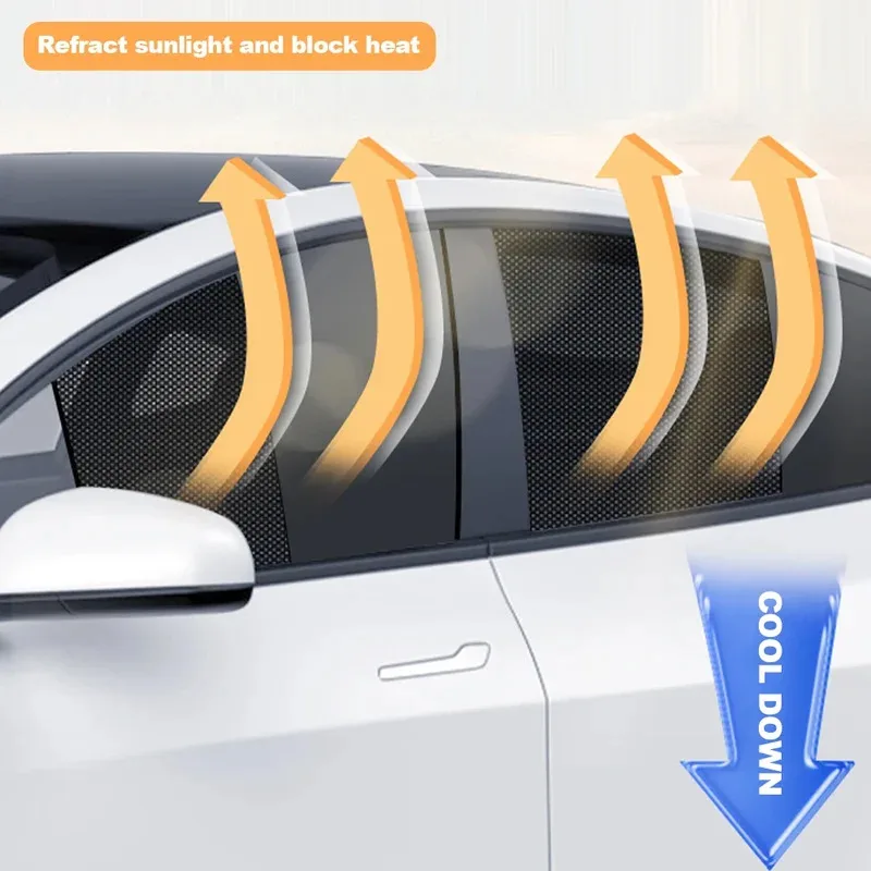 1Pc Dual-Layer Magnetic Car Sunshades Sun UV Protection for Side/Front/Rear Windows Heat Blocking Mesh Sunshade Curtain