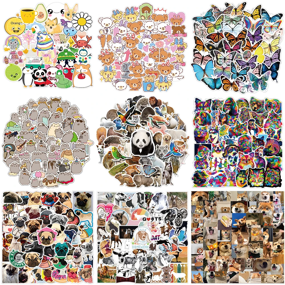 10/30/50PCS Cartoon Animals Stickers Series Cute Bear Rabbit Graffiti Laptop iPad Notebook Phone Stationery Decoration Wholesale