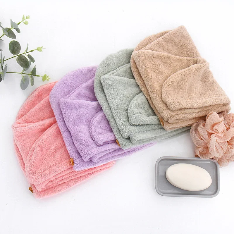 1PC Hair Drying Hat Quick-dry Microfiber Hair Towel Cap Hat Women Bath Hat Solid Towel Cap Super Absorption Turban Hair Dry Cap