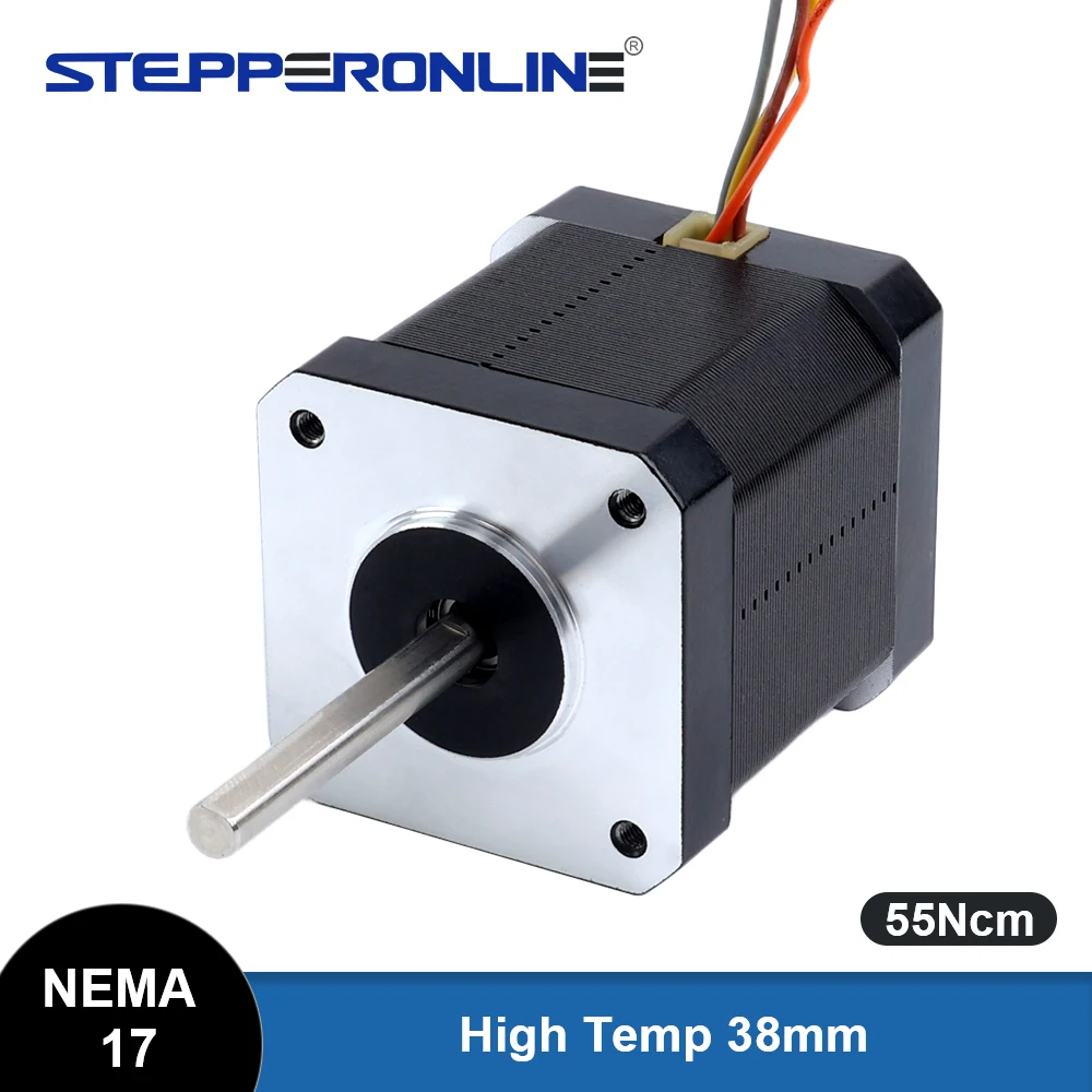 STEPPERONLINE Nema 17 High Temp Stepper Motor 38mm Φ5mm D-cut Shaft 55Ncm 42 Step Motor Insulation Class H 180C & Connector
