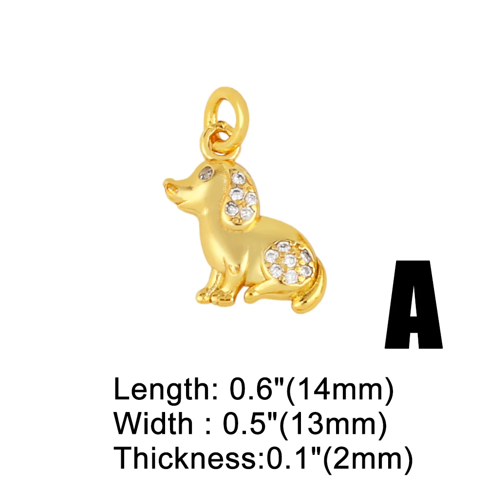 OCESRIO Cute Animal Charms for Jewelry Making Copper Gold Plated Lucky Dog Deer Turtle Eagle Bracelet Necklace DIY chma185